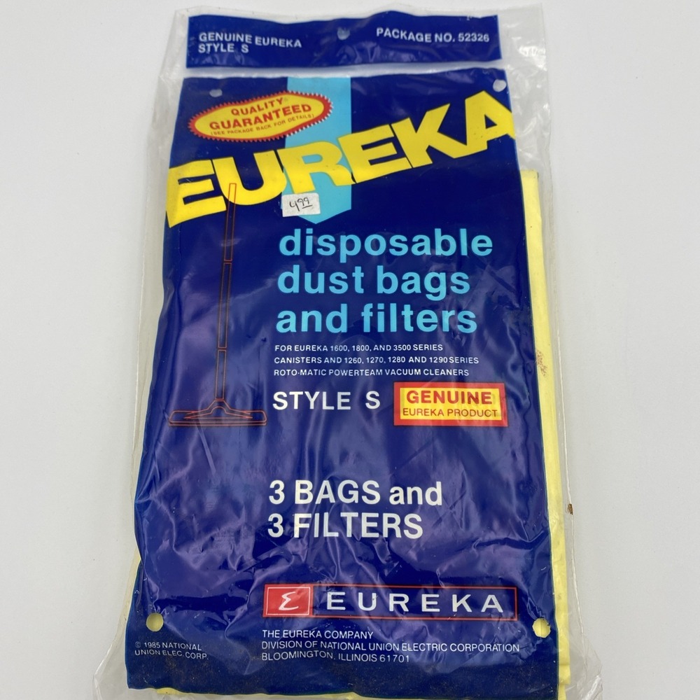 Eureka Vacuum Bag Style S 52326 3 Bags‎ And 3 Filters Genuine